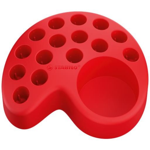 Színes ceruza készlet asztali tartóban, kerek, vastag, STABILO "Woody 3 in 1", 15 különböző szín, hegyezővel