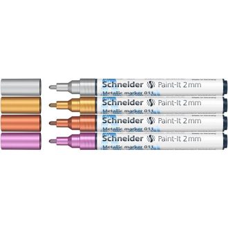   Akrilmarker készlet, 2 mm, SCHNEIDER "Paint-It 011", 4 különböző metálszín