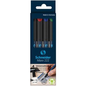   Alkoholos marker készlet, OHP, 0,7 mm, SCHNEIDER "Maxx 222 F", 4 különböző szín