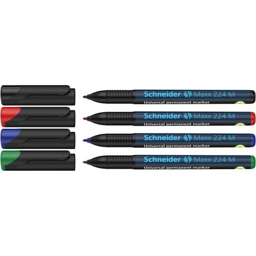 Alkoholos marker készlet, OHP, 1 mm, SCHNEIDER "Maxx 224 M", 4 különböző szín