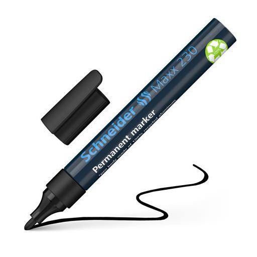 Alkoholos marker, 1-3 mm, fémházas, SCHNEIDER "Maxx 230", fekete