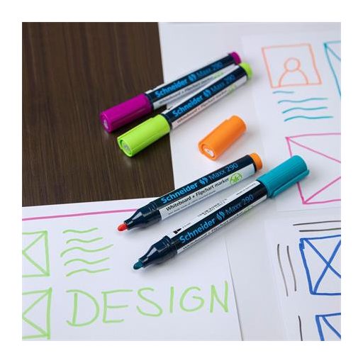 Tábla- és flipchart marker, 2-3 mm, kúpos, SCHNEIDER "Maxx 290", fekete