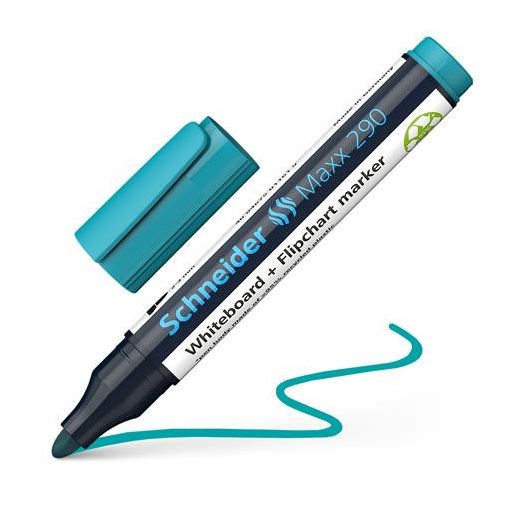 Tábla- és flipchart marker, 2-3 mm, kúpos, SCHNEIDER "Maxx 290", türkizkék