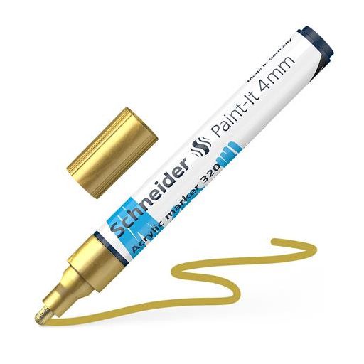 Dekormarker, akril, 4 mm, SCHNEIDER "Paint-It 320", arany
