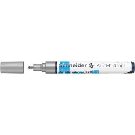 Dekormarker, akril, 4 mm, SCHNEIDER "Paint-It 320", ezüst