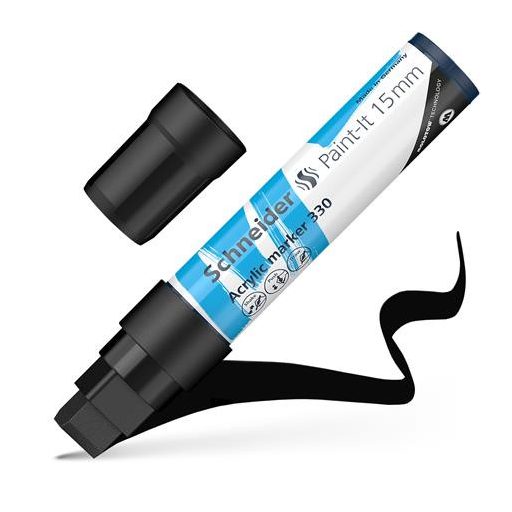 Dekormarker, akril, 15 mm, SCHNEIDER "Paint-It 330", fekete