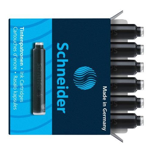 Töltőtoll patron, 6 db, SCHNEIDER, fekete