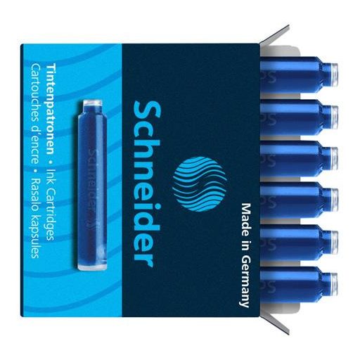 Töltőtoll patron, 6 db, SCHNEIDER, királykék