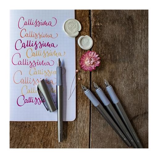 Töltőtoll ajándékszett, 1,1 mm, ajándék 1,5 és 1,8 mm-es tollheggyel, SCHNEIDER "Callissima", antracitszürke