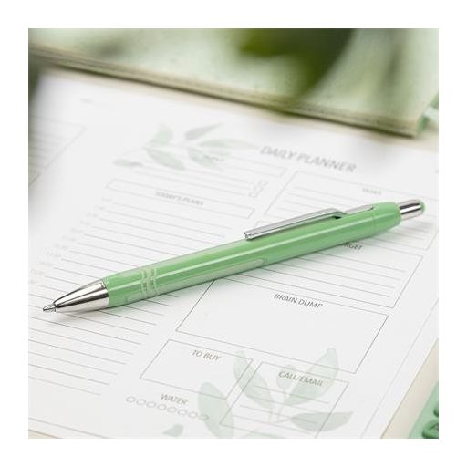 Golyóstoll, 0,7 mm, nyomógombos, mentazöld tolltest, SCHNEIDER "Epsilon XB", kék