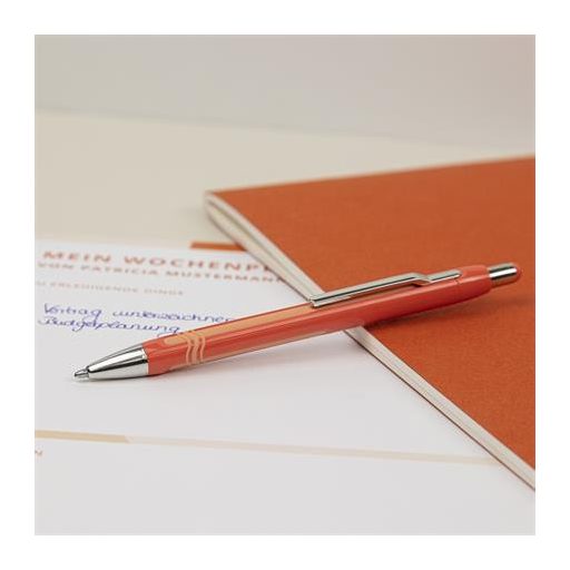 Golyóstoll, 0,7 mm, nyomógombos, narancs tolltest, SCHNEIDER "Epsilon XB", kék