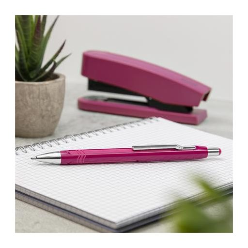 Golyóstoll, 0,7 mm, nyomógombos, szederszínű tolltest, SCHNEIDER "Epsilon XB", kék