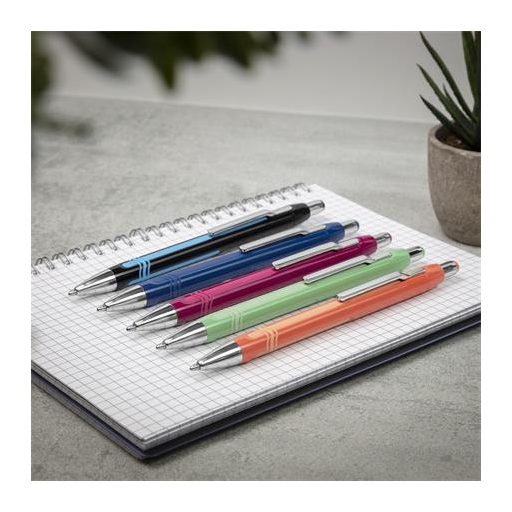 Golyóstoll, 0,7 mm, nyomógombos, szederszínű tolltest, SCHNEIDER "Epsilon XB", kék