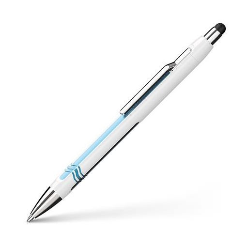 Golyóstoll, 0,7 mm, nyomógombos, érintőképernyőhöz, fehér-kék tolltest, SCHNEIDER "Epsilon Touch XB", kék