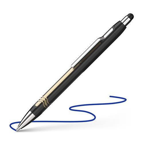 Golyóstoll, 0,7 mm, nyomógombos, érintőképernyőhöz, fekete-arany tolltest,SCHNEIDER "Epsilon Touch XB", kék