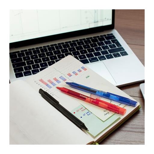 Golyóstoll, 0,5 mm, nyomógombos, SCHNEIDER "Fave", kék