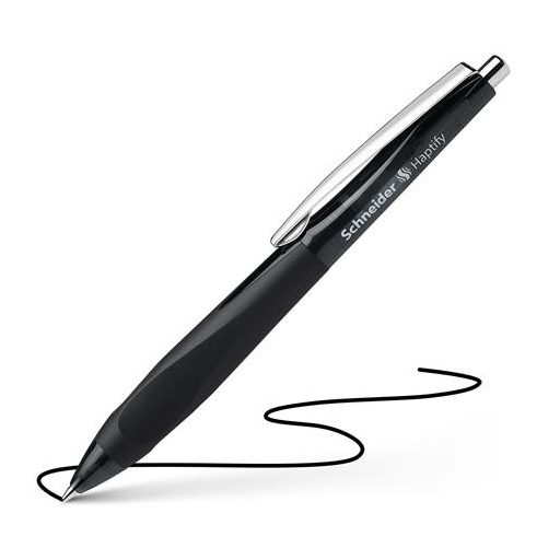 Golyóstoll, 0,5 mm, nyomógombos, fekete színű tolltest SCHNEIDER "Haptify", fekete