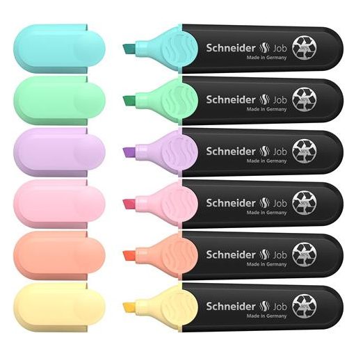 Szövegkiemelő készlet, 1-5 mm, SCHNEIDER "Job Pastel", 6 különböző pasztell szín