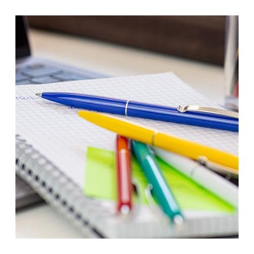 Golyóstoll, 0,5 mm, nyomógombos, SCHNEIDER "K15", kék