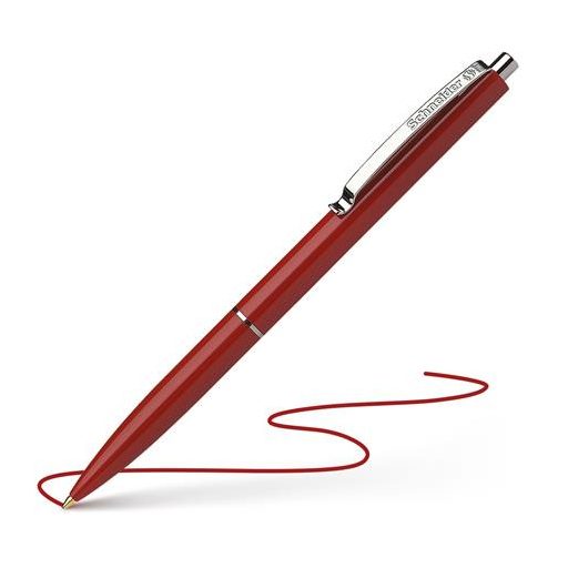 Golyóstoll, 0,5 mm, nyomógombos, SCHNEIDER "K15", piros