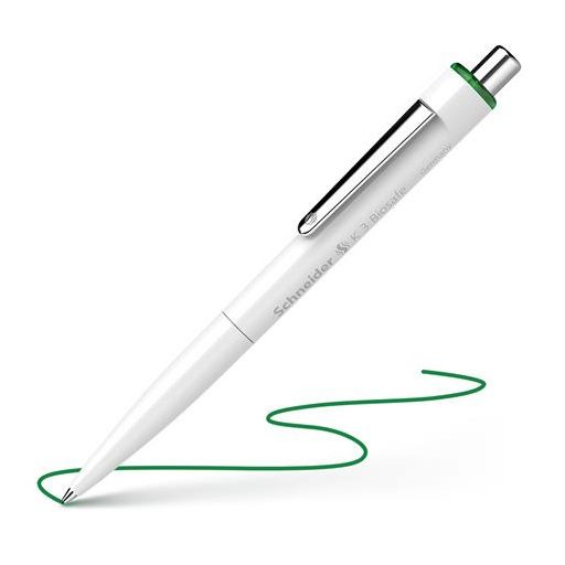 Golyóstoll, 0,5 mm, nyomógombos, SCHNEIDER "K3 Biosafe", zöld