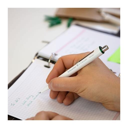 Golyóstoll, 0,5 mm, nyomógombos, SCHNEIDER "K3 Biosafe", zöld