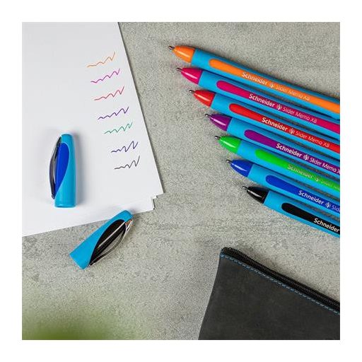 Golyóstoll, 0,7 mm, kupakos, SCHNEIDER "Slider Memo XB", piros