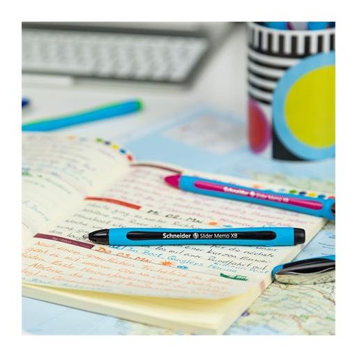 Golyóstoll, 0,7 mm, kupakos, SCHNEIDER "Slider Memo XB", zöld
