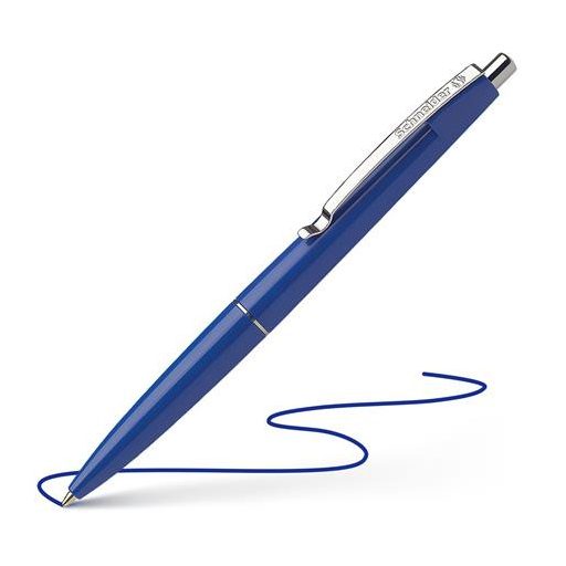 Golyóstoll, 0,5 mm, nyomógombos, SCHNEIDER "Office", kék