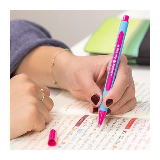 Golyóstoll, 0,7 mm, kupakos, SCHNEIDER "Slider Edge XB", rózsaszín