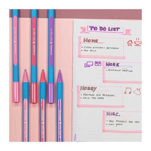 Golyóstoll, 0,7 mm, kupakos, SCHNEIDER "Slider Edge XB Pastel", rózsa