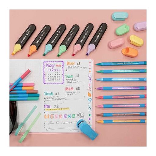 Golyóstoll készlet, 0,7 mm, kupakos, SCHNEIDER "Slider Edge XB Pastel", 8 különböző pasztell szín