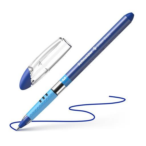 Golyóstoll, 0,5 mm, kupakos, SCHNEIDER "Slider Basic M", kék