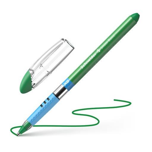 Golyóstoll, 0,7 mm, kupakos, SCHNEIDER "Slider Basic XB", zöld