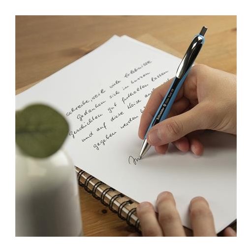 Golyóstoll, 0,7 mm, nyomógombos, SCHNEIDER "Slider Rave XB", kék