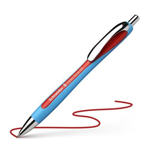 Golyóstoll, 0,7 mm, nyomógombos, SCHNEIDER "Slider Rave XB", piros