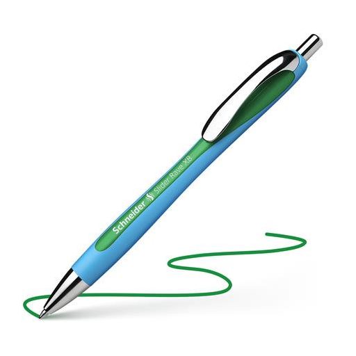 Golyóstoll, 0,7 mm, nyomógombos, SCHNEIDER "Slider Rave XB", zöld