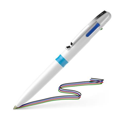Golyóstoll, 0,5 mm, nyomógombos, négyszínű, SCHNEIDER "Take 4", fehér