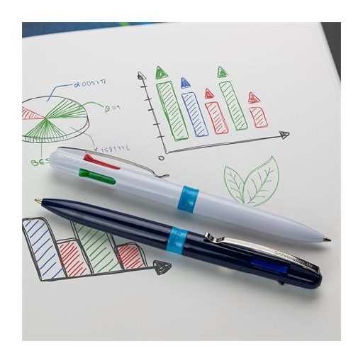 Golyóstoll, 0,5 mm, nyomógombos, négyszínű, SCHNEIDER "Take 4", fehér