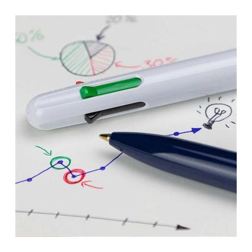 Golyóstoll, 0,5 mm, nyomógombos, négyszínű, SCHNEIDER "Take 4", sötétkék