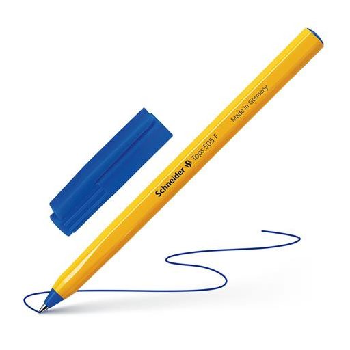 Golyóstoll, 0,3 mm, kupakos, SCHNEIDER "Tops 505 F", kék