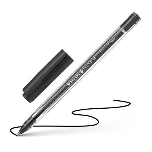 Golyóstoll, 0,5 mm, kupakos, SCHNEIDER "Tops 505 M", fekete