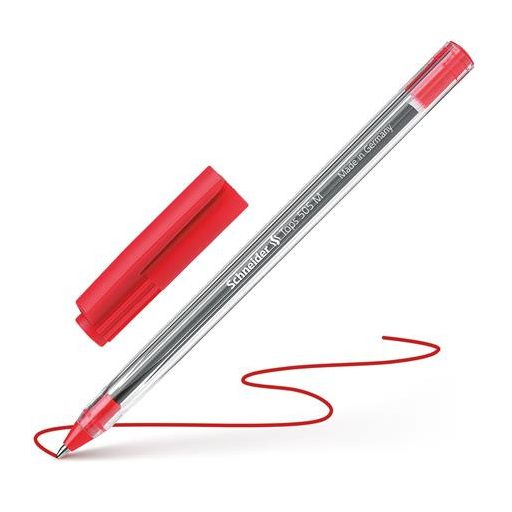 Golyóstoll, 0,5 mm, kupakos, SCHNEIDER "Tops 505 M", piros