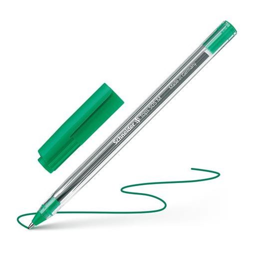 Golyóstoll, 0,5 mm, kupakos, SCHNEIDER "Tops 505 M", zöld