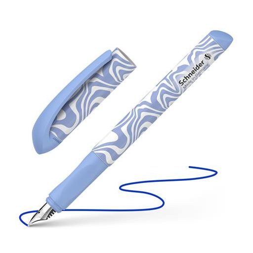 Töltőtoll, 0,5 mm, SCHNEIDER "Voice", kék hullámos