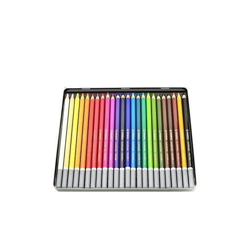 Pasztell ceruza készlet, kerek, fém doboz, STABILO "CarbOthello", 24 különböző szín
