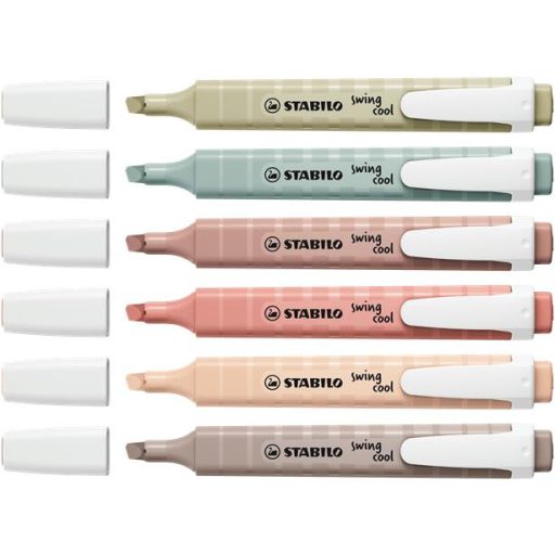 Szövegkiemelő készlet, 1-4 mm, STABILO "Swing cool NatureCOLORS", 6 különböző szín