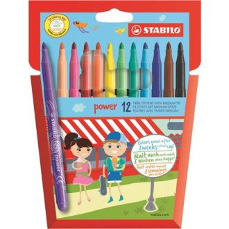   Filctoll készlet, 2 mm, STABILO "Power", 12 különböző szín