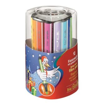   Filctoll készlet, 1,5-2 mm, rugós hegy, STABILO "Trio Scribbi", 12 különböző szín