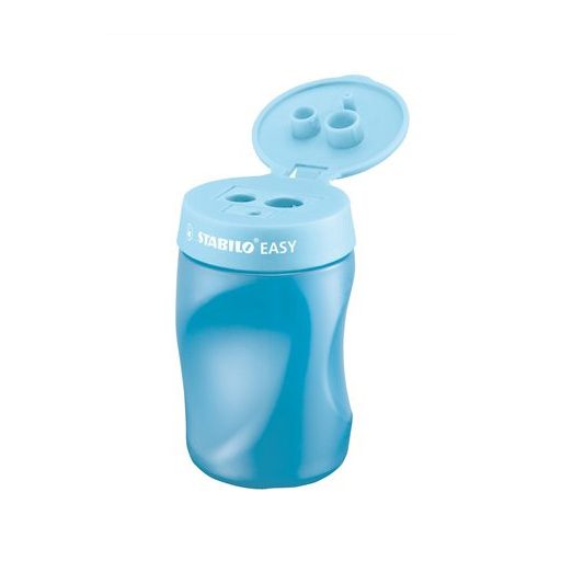 Hegyező, háromlyukú, tartályos, jobbkezes, STABILO "Easy", kék